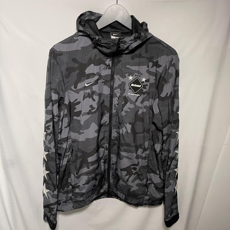 90% new FCRB NIKE CAMO TRAINING JACKET BLACK SIZE S 黑色迷彩有帽