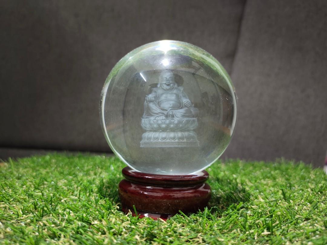 古法琉璃内雕笑佛弥勒佛琉璃球，逢人笑哈哈（水晶，玉，菩萨，玉髓，龙 