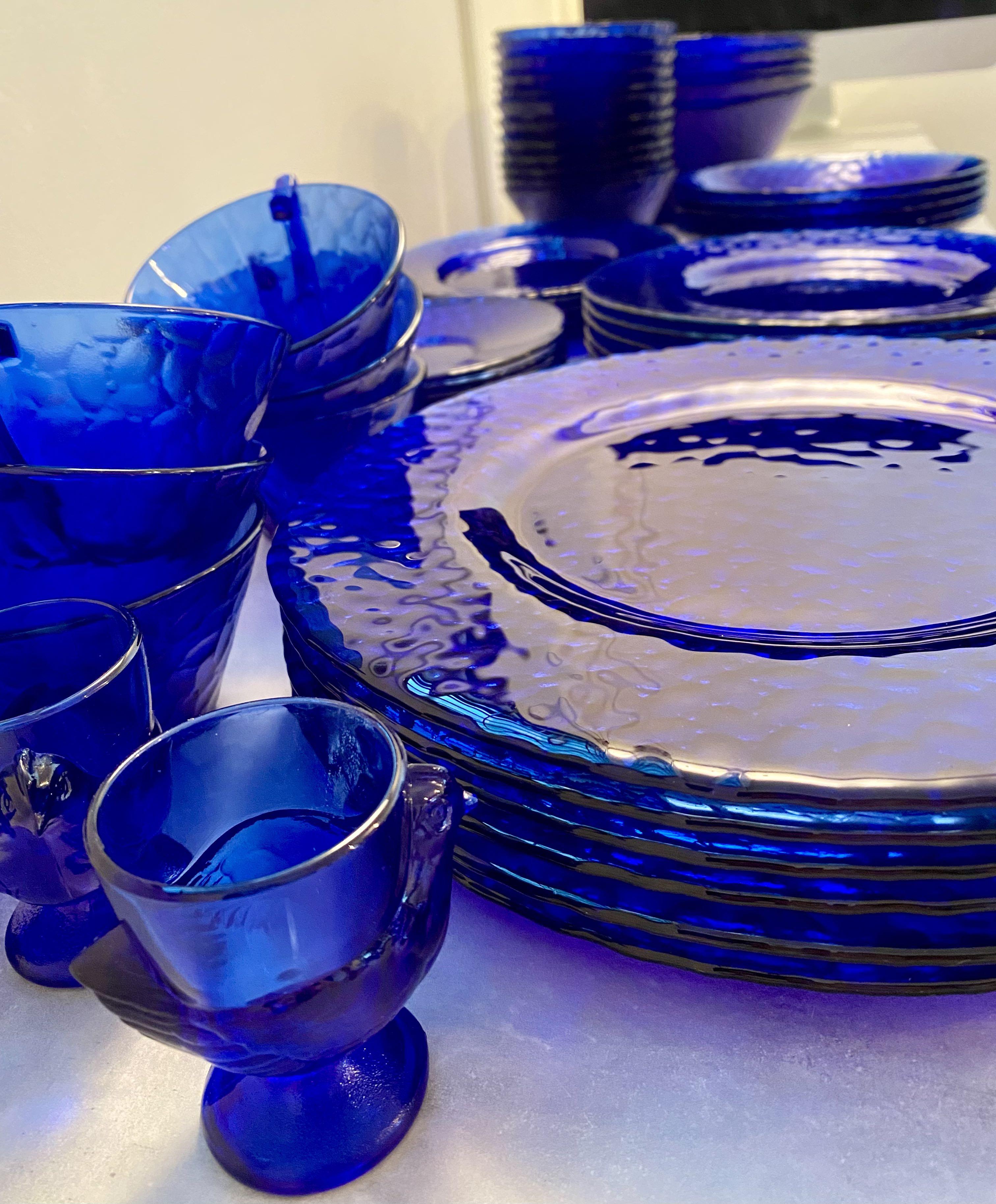 Cobalt blue deals glass dishes set