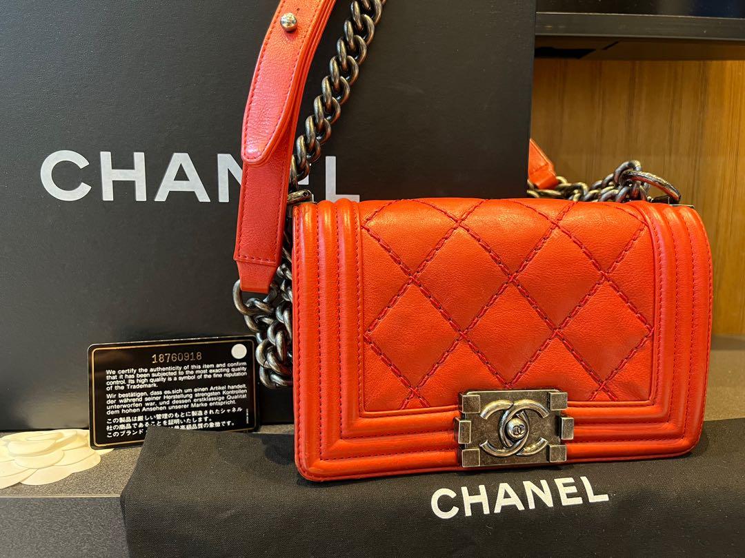Authentic Chanel Boy Red Bag, Luxury, Bags & Wallets on Carousell