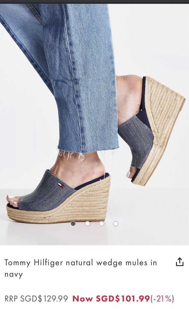 tommy hilfiger navy blue wedges