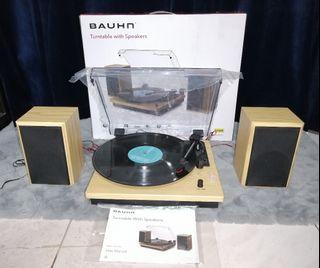Bauhn Retro Vintage Design Turntable Vinyl Plaka Record Player with Bluetooth and Bookshelf Stereo Speakers