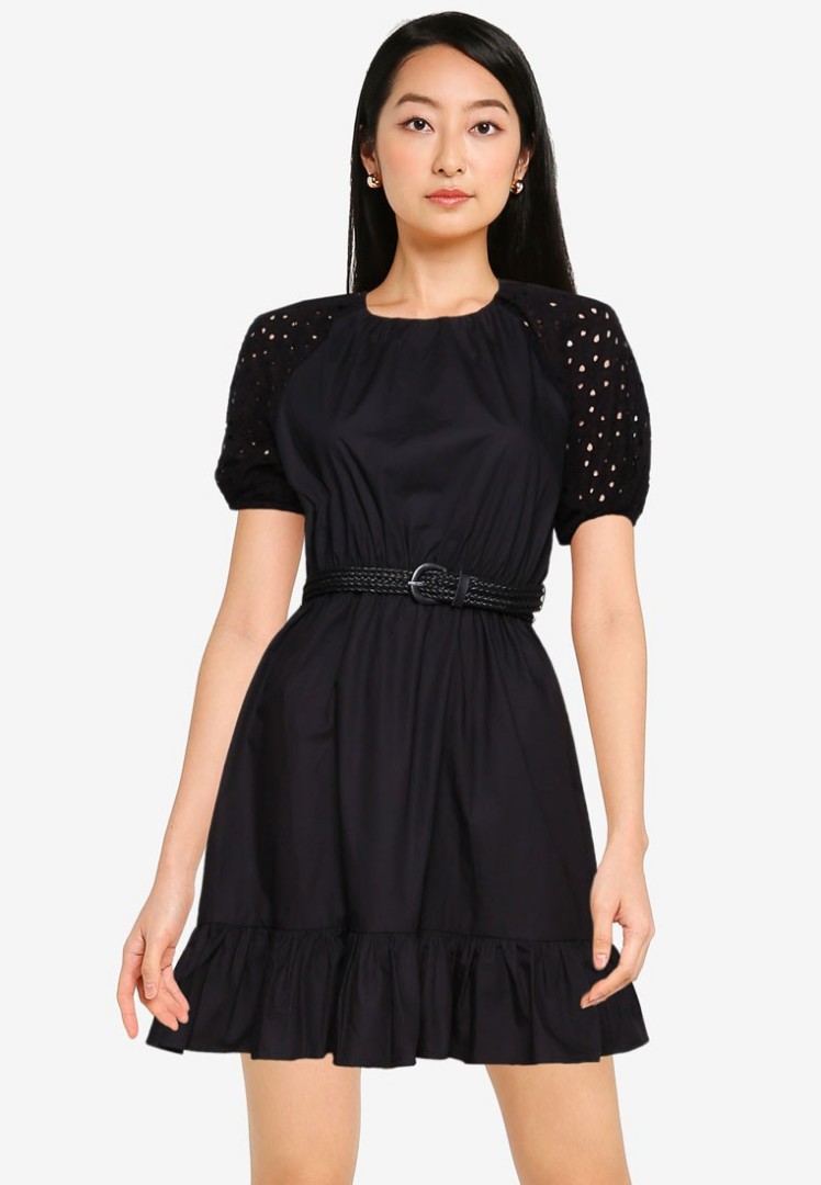 Black Carl Naftal Eyelet Dress