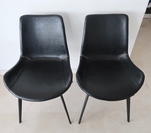 Black Genuine Leather Dining Chairs x 6, Furniture & Home Living