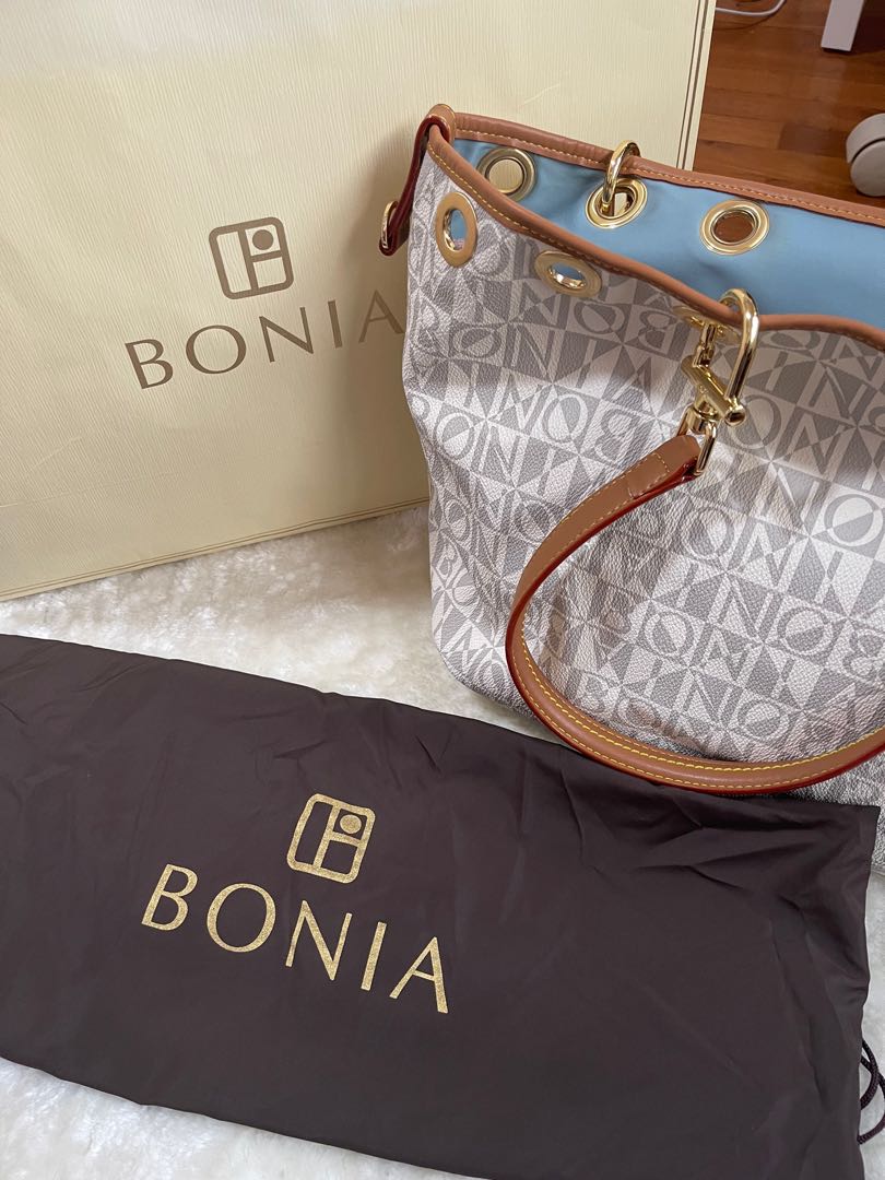 Bonia Monogram Tote Black & White Women's Bag Handbag