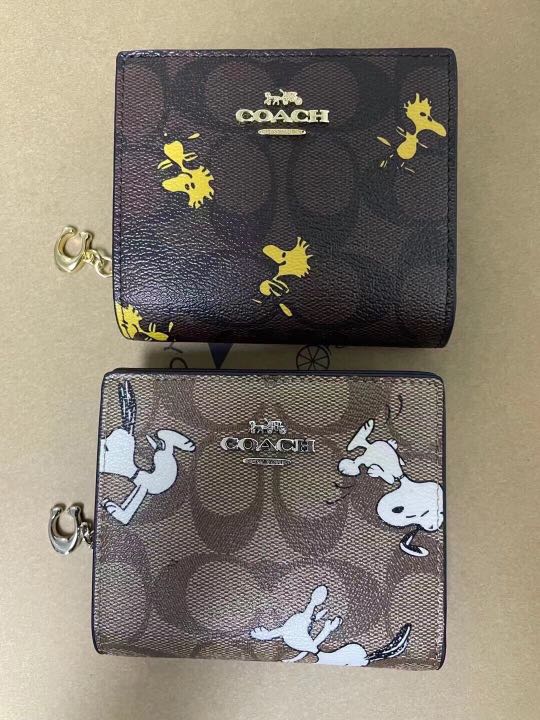 Coach x peanuts snap wallet in signature (c4591,c4592), 名牌, 手袋
