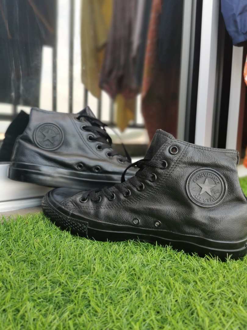 Converse high cut leather black sales
