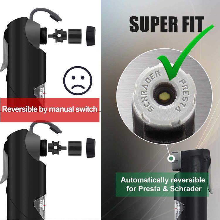 Diyife Bike Pump with Pressure Gauge No Valve Changing Needed Mini Bicycle Pump Ball Pump with Needle Glueless Patch Kit Cycle Valve Caps Frame