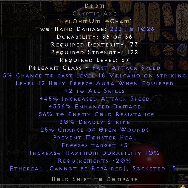 Doom Eth cryptic axe for merc gg roll, Video Gaming, Video Games