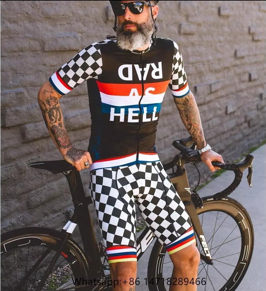 F1Checkered RAD Jersey Sets Short Sleeve Top Bib Shorts