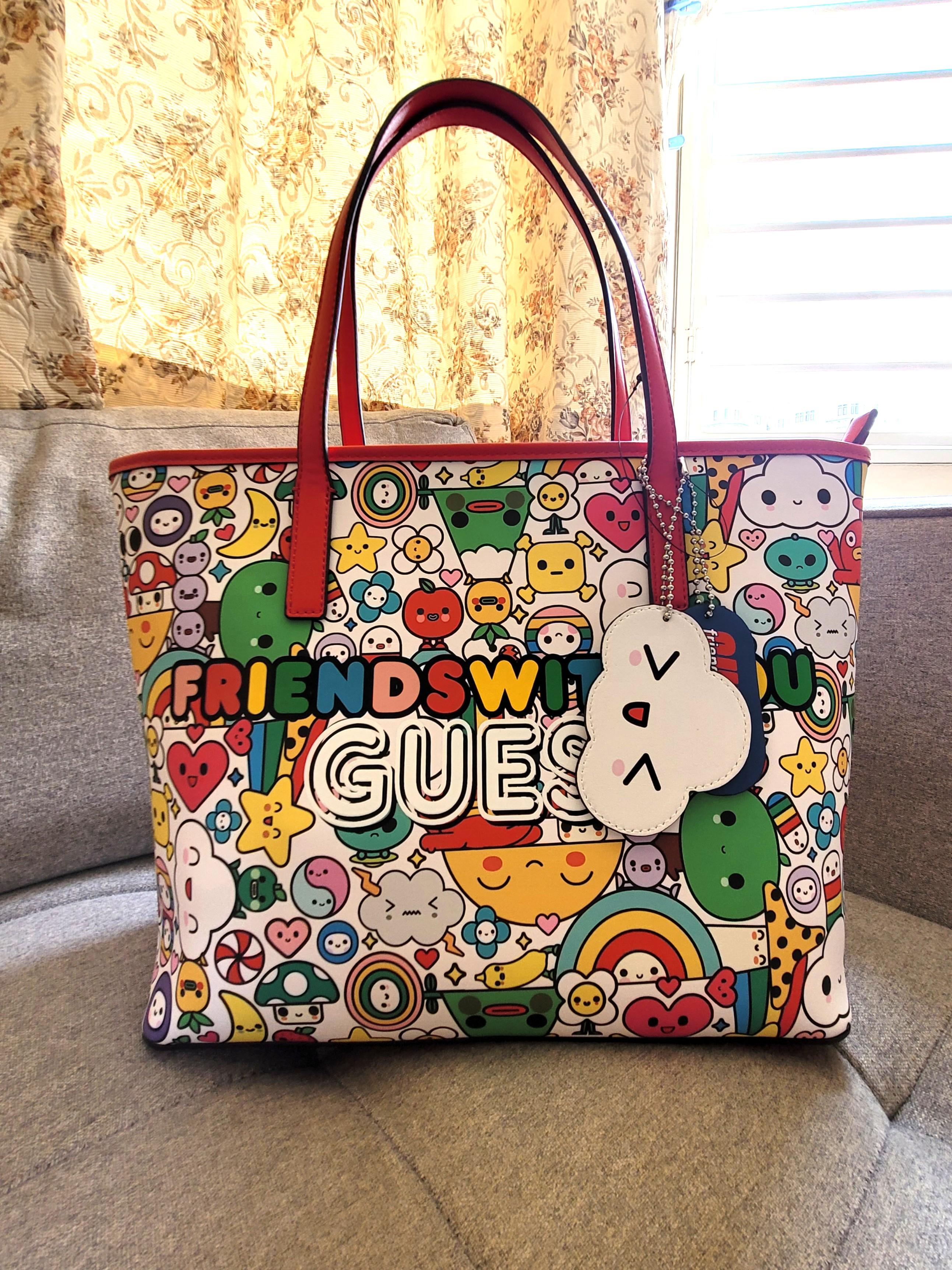 GUESS x FriendsWithYou Character Tote Bag, Women's Fashion, Bags & Wallets, Tote Bags on Carousell
