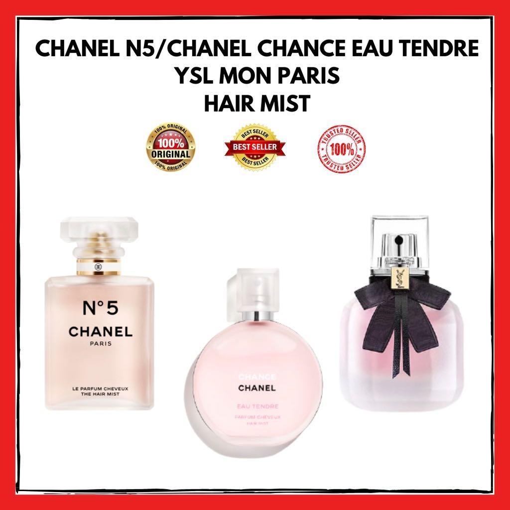 HAIR MIST CHANEL N5/CHANEL CHANCE EAU TENDRE/YSL MON PARIS 💯 AUTHENTIC,  Beauty & Personal Care, Fragrance & Deodorants on Carousell