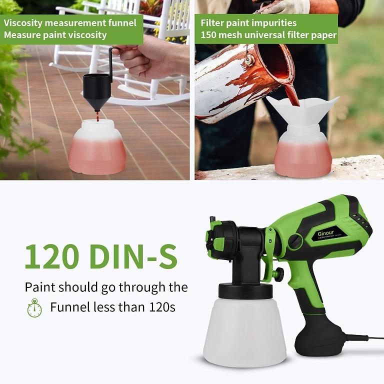 Household Paint Sprayer, 600W Hvlp Spray Gun, Electric Paint Sprayers with 5 Filter Papers, 4