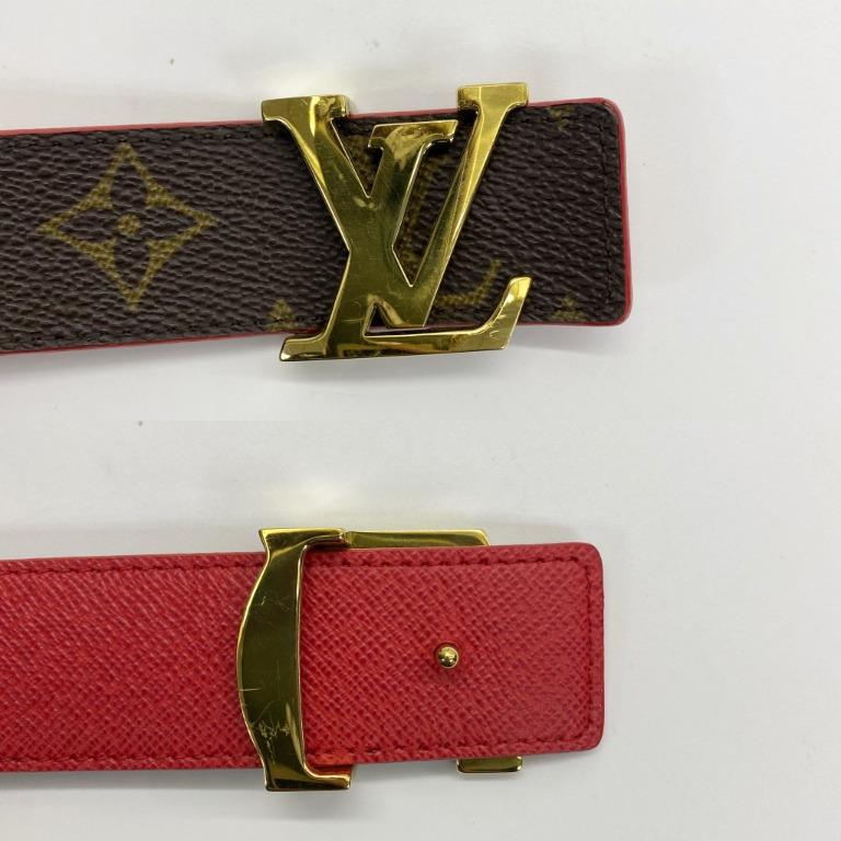LOUIS VUITTON 80's Vintage Monogram Belt " LV " Gold Buckle
