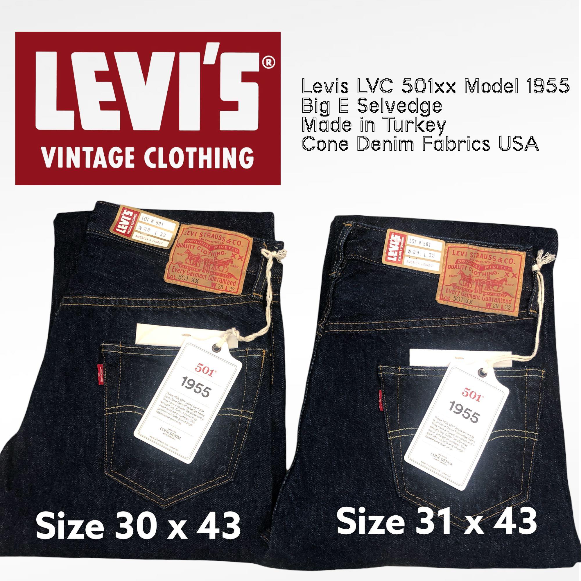 LEVI'S LVC 501 XX USA 1955 Big E Selvedge Jeans NEW NOS Early issue 34