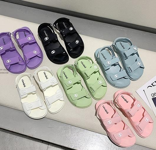 Malaysia Stock Lf Ws22499 Korean Velcro Strap Casual Sandals Pvc Rubber Daily Size 35 36 37 38 39 40 Seehere Women S Fashion Shoes On Carousell