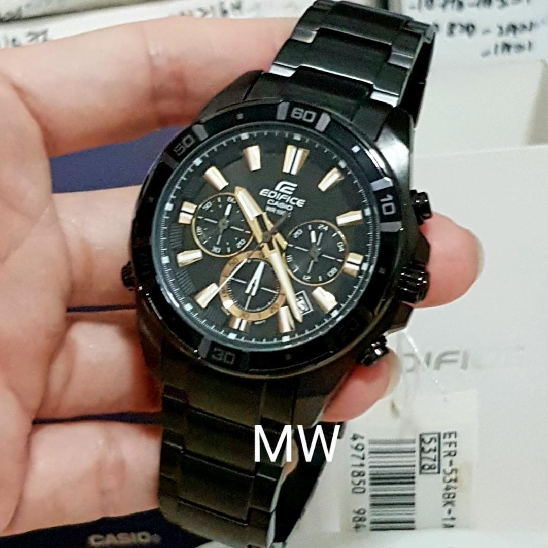 Original casio edifice full black stainless steel light men s watch brand new