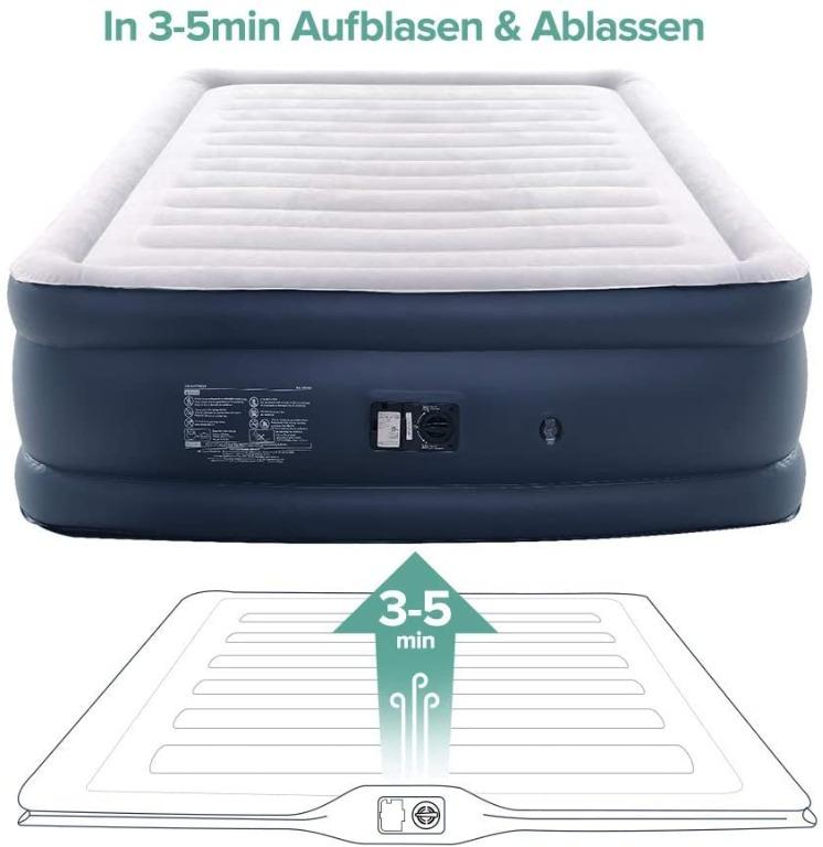 Sable Queen Size, Improved Inflatable Bed with Integrated Electric Pump