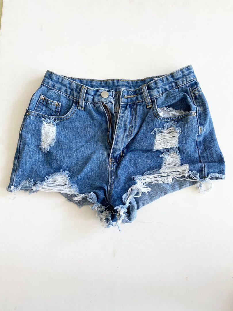 SHEIN Blue Denim Shorts Jeans Size: S 