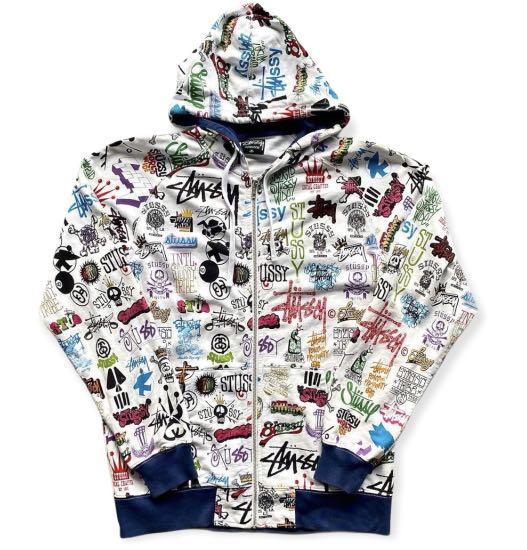 Stussy All Logo Zipper Hoodies Men s Fashion Tops Sets Hoodies on Carousell