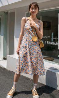 Sunshine yellow floral split hem cami dress