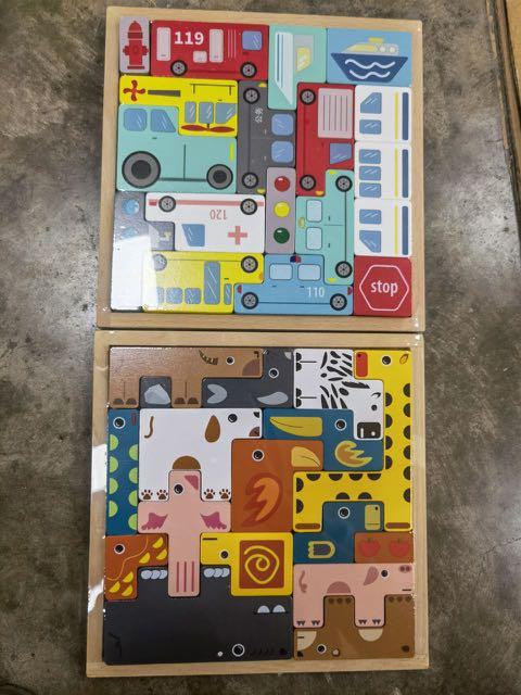 Wooden Tetris Puzzle (Category: Board Games & Puzzles) located in Quezon City. Submitted by tanyachoa (Listing ID 1120435505, Image 1). Description: 2 Variations: 🎈Transportation 🎈Animals.