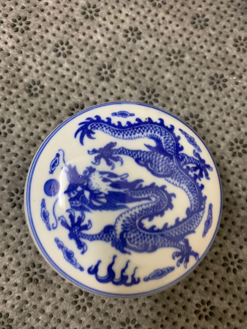 乾隆年制款海水龍紋印泥盒, 興趣及遊戲, 收藏品及紀念品, 古董收藏