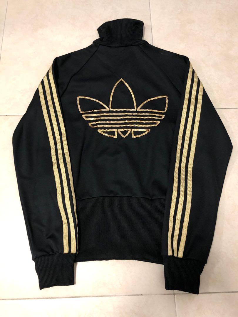 ADIDAS Womens Black / Gold Sequin Embellished Track Jacket Rare, Fashion, Coats, Jackets and Outerwear on
