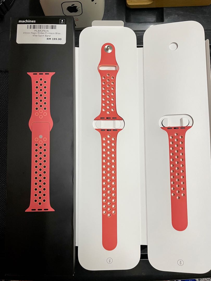 Apple Watch 45mm Sport Band, Wearables Ember/Crimson & on & Magic Gadgets, Nike Mobile Bliss Watches Carousell Smart Phones
