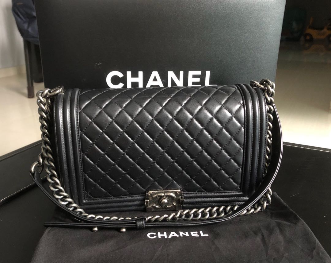 Real chanel top boy bag