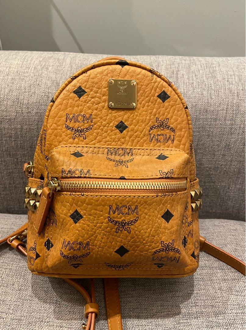 Authentic MCM Stark Side Studs Bebe Boo Backpack in Visetos
