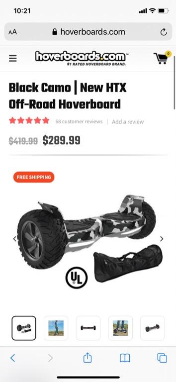 Black Camo Hoverboard New HTX Off Road Sports Equipment PMDs