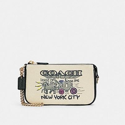 BN Authentic Coach Nolita Wristlet 15 In Pebble Leather Black