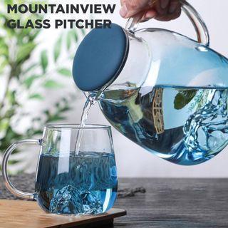 Borosilicate Mountainview Glass Cooling Pitcher and Glass Mug Heat Resistant Hot & Cold Tea Coffee