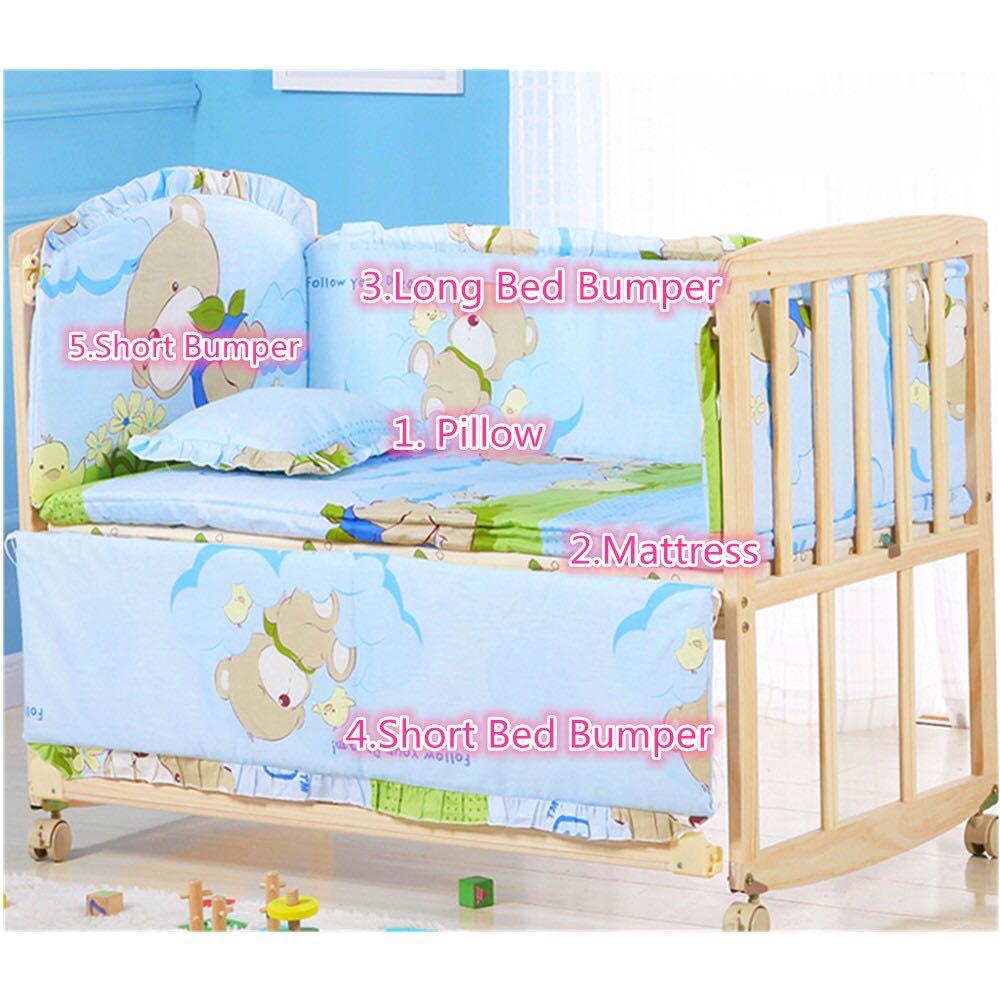 Brahmz 5 Pcs Baby Crib Bedding Set (Category: Cots & Cribs) located in San Pedro. Submitted by oiiccee (Listing ID 1117211512, Image 1). Description: 5Pcs/set baby crib bedding set kids bedding set 100x58cm newborn baby bed set crib bumper baby cot set baby bed bumper can for 105X60cm,110X60cm,110X65cm crib. 1.cotton mat (with filler) 2.pillow (with filler) 3,4,5.crib bed bumper (with filler)..