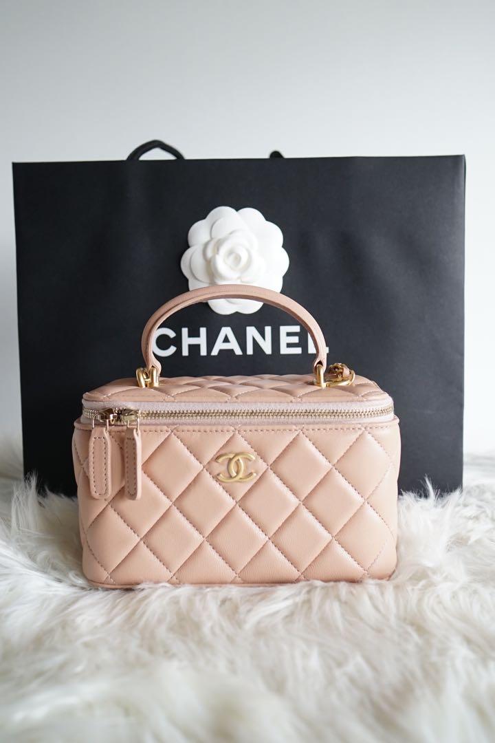 Chanel Pink Caviar Vanity Case with Top Handle Brand New orangeporter