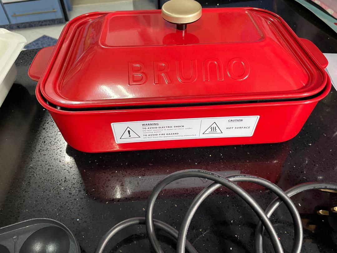 Bruno compact hotplate in red with deep ceramic pot, Furniture & Home ...