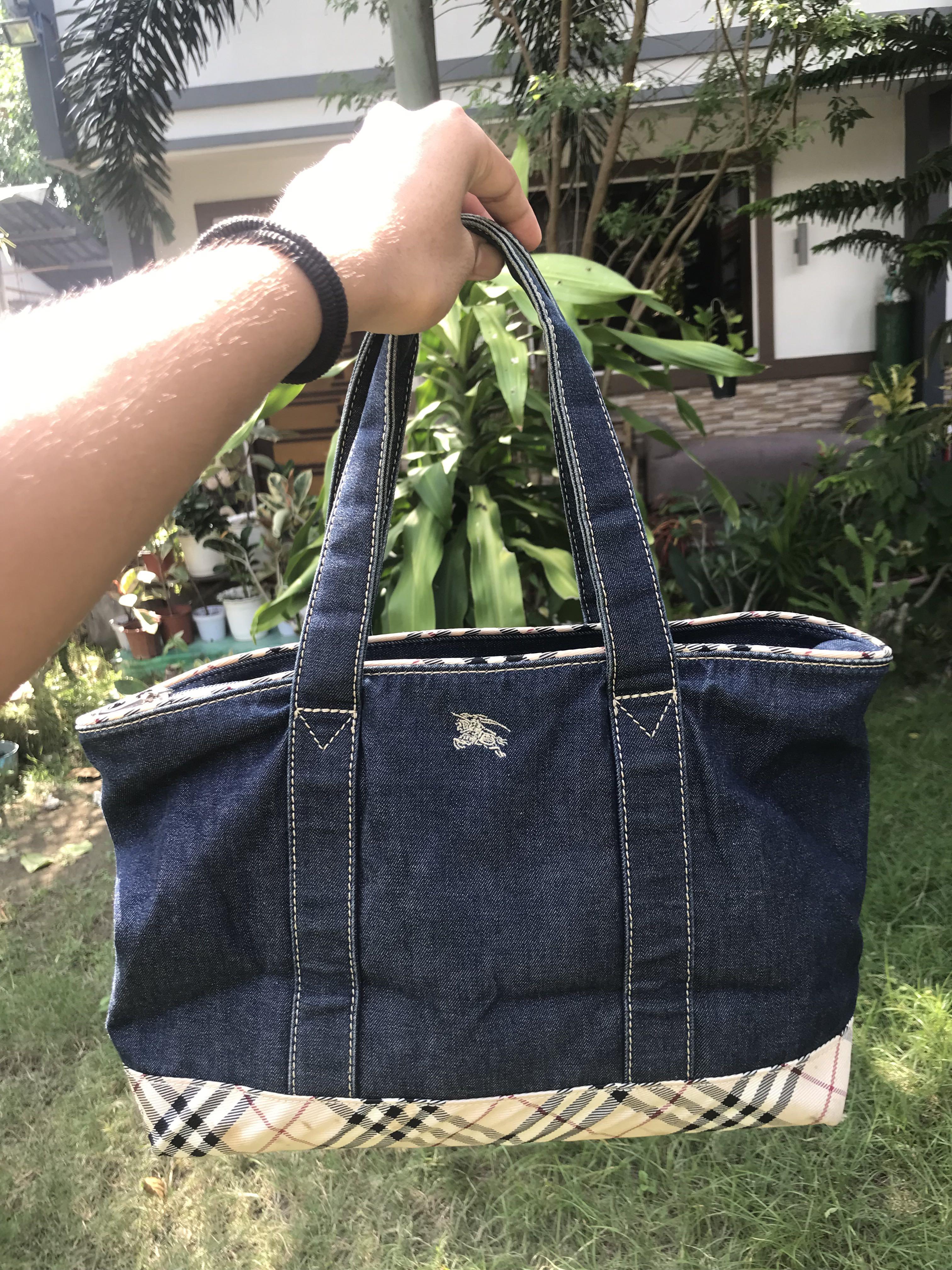 Burberry Check Nova Denim Tote/Hand Bag 