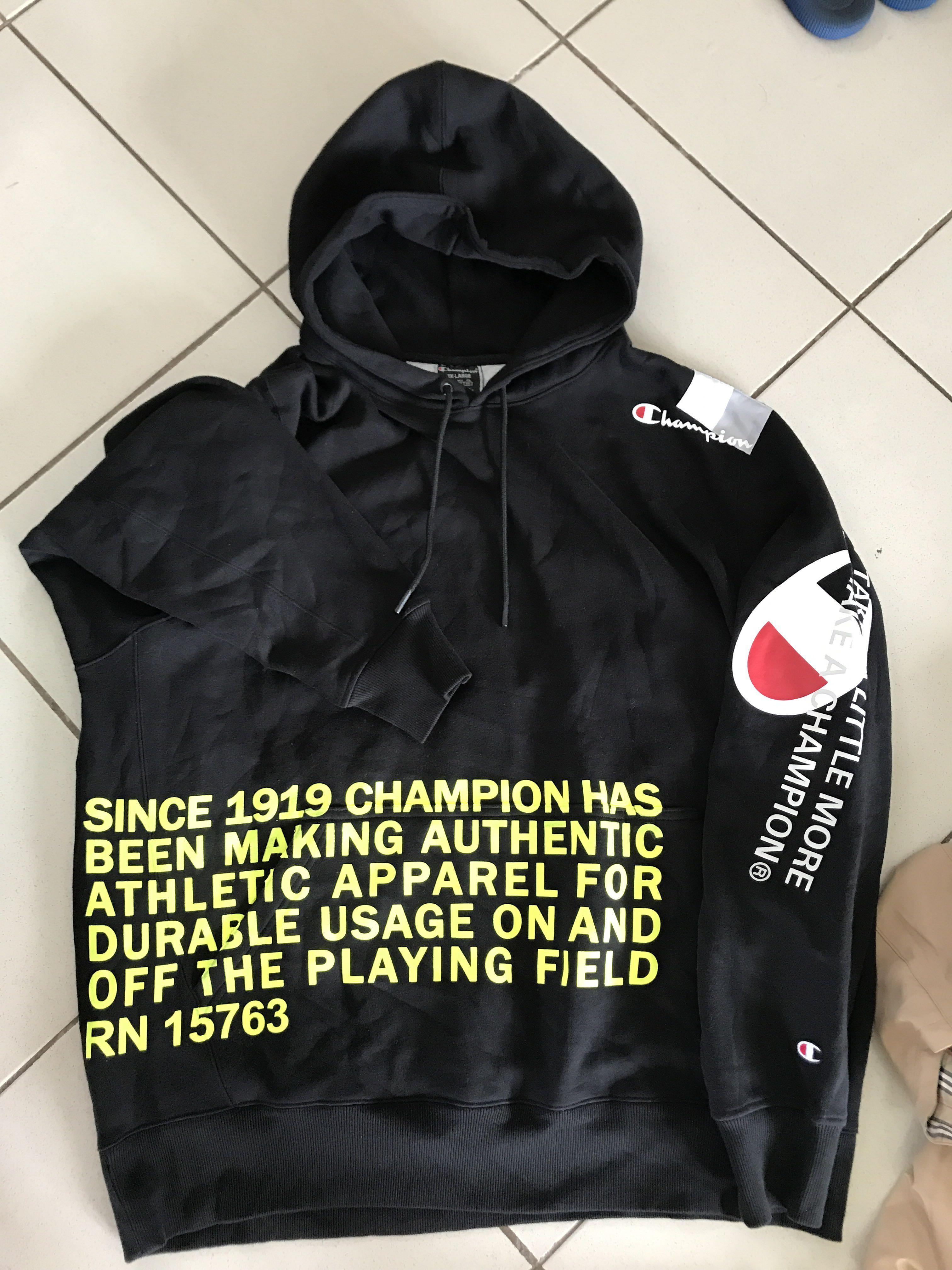 Champion super fleece behind the label hoodie best sale blac