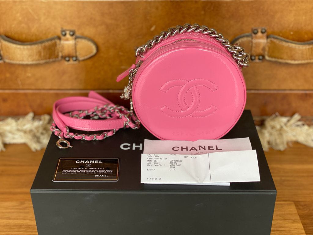 Chanel Round Pink Patent Bag Women s Fashion Bags Wallets Shoulder Bags on Carousell