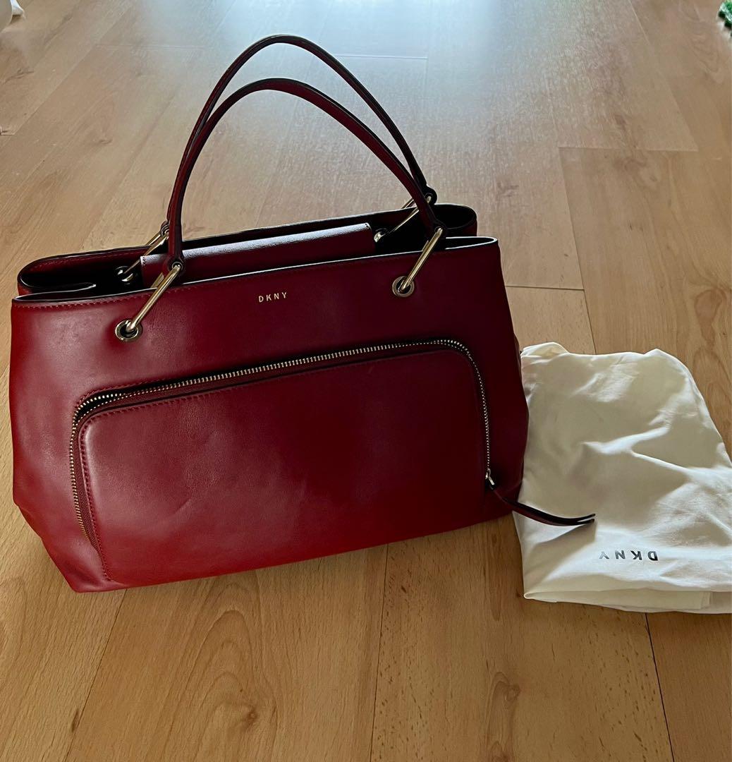 Dkny Red Park Large Leather Satch Handbag Women S Fashion Bags Wallets Shoulder Bags On Carousell