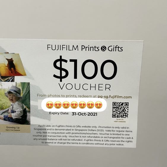 Fujifilm Prints & Gifts 100 voucher expiring 31 Oct 2021, Tickets