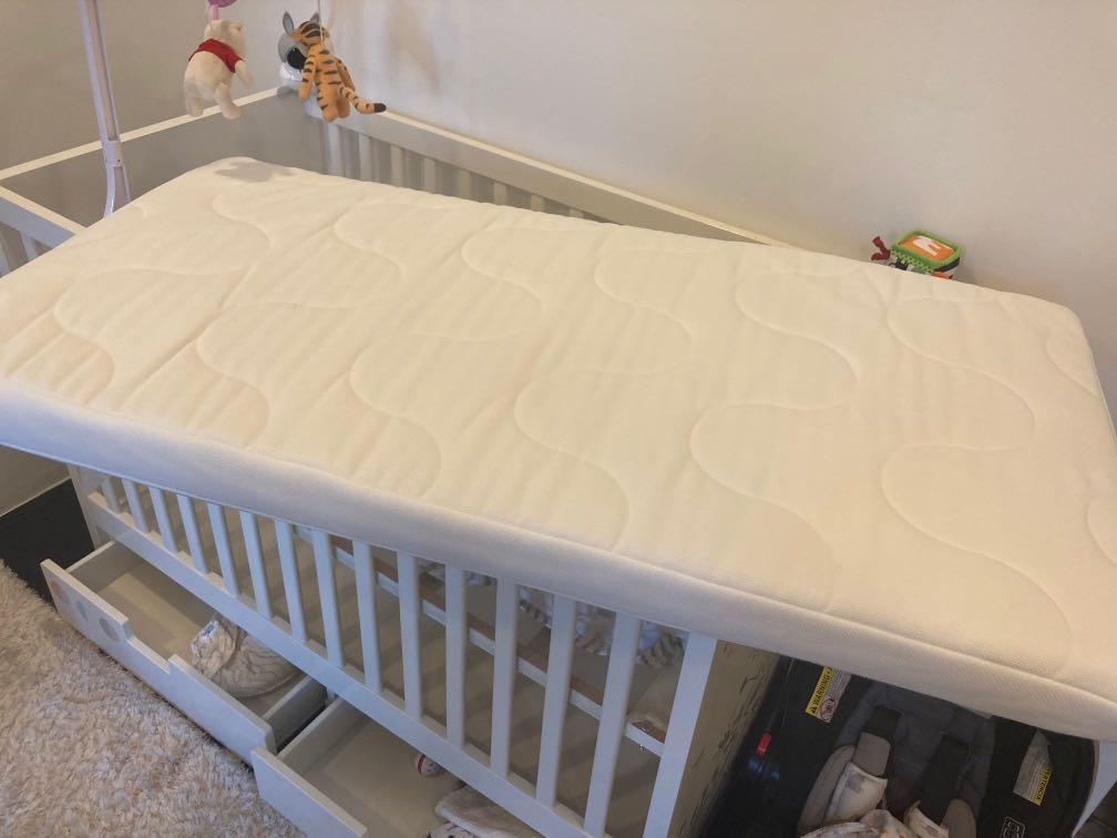 Ikea Stuva Grundlig baby cot and new Krummelur mattress Babies Kids Baby Nursery Kids Furniture Cots Cribs on Carousell