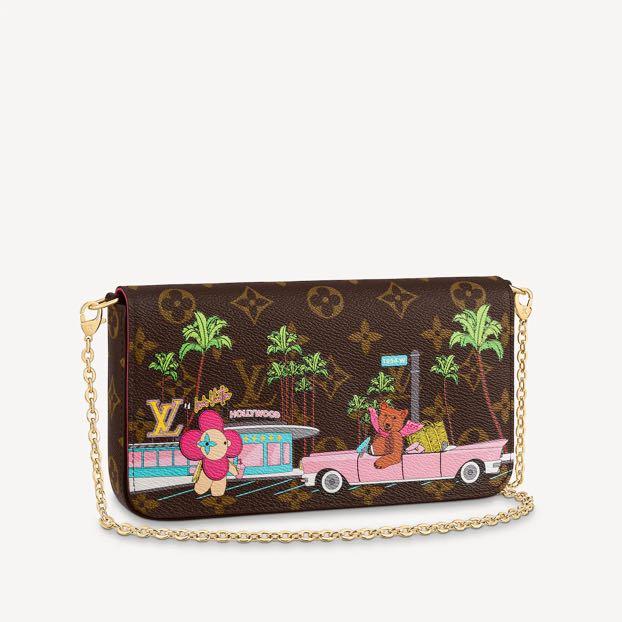 Louis Vuitton Brown Monogram Pink Double Pochette Crossbody Holiday  Vivienne