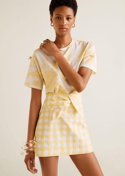Gingham mini skirt yellow sale