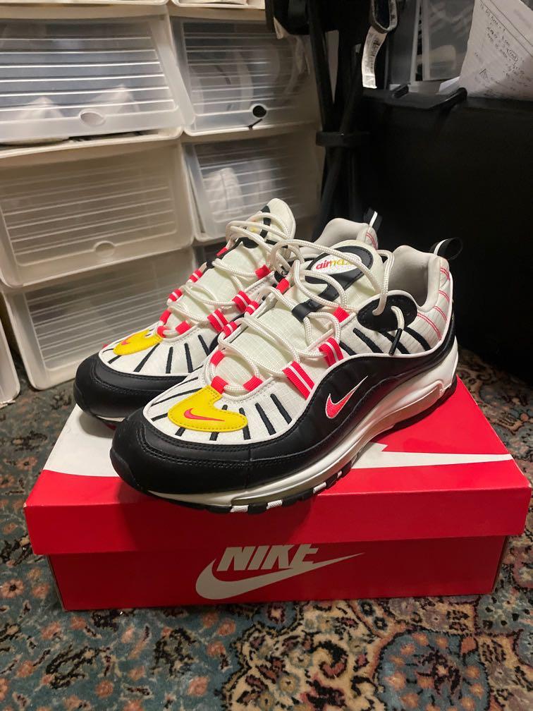 Air max 98 black/white/chrome yellow/bright crimson shop