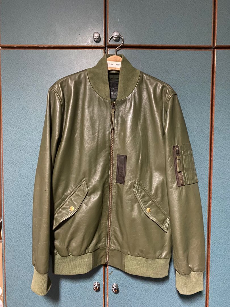 Genuine Leather Jacket in Military 