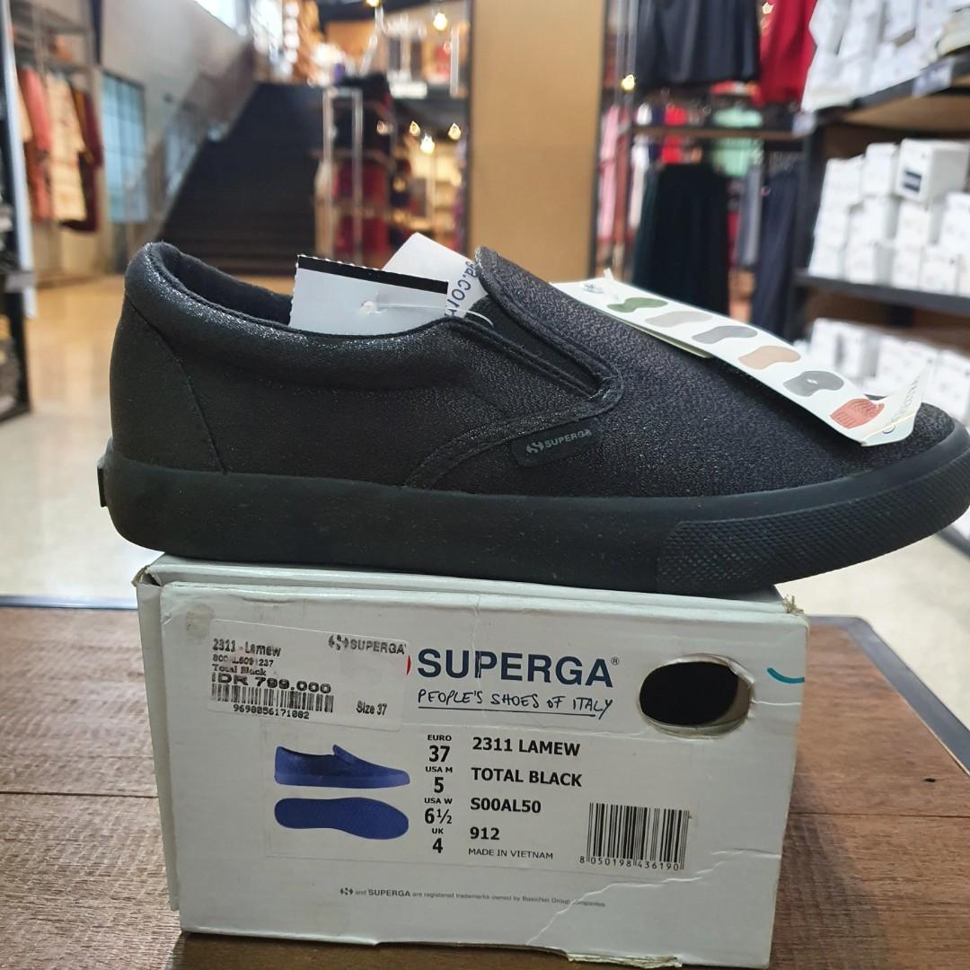 Superga 2311 LAMEW Slip on Original 100 Full Black Fesyen