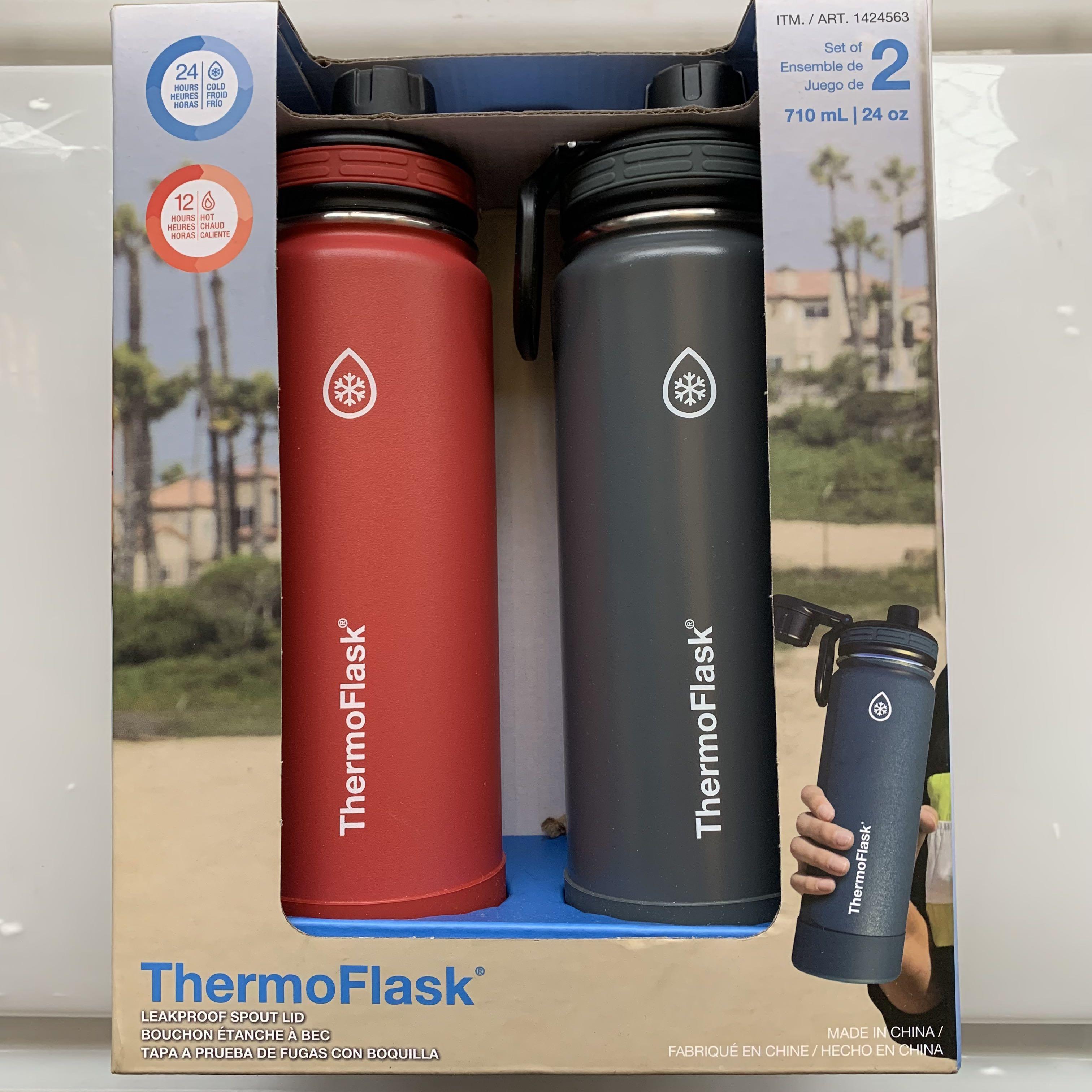 TEAL/BLACK ThermoFlask Leakproof Spout Lid 24oz 2packs 