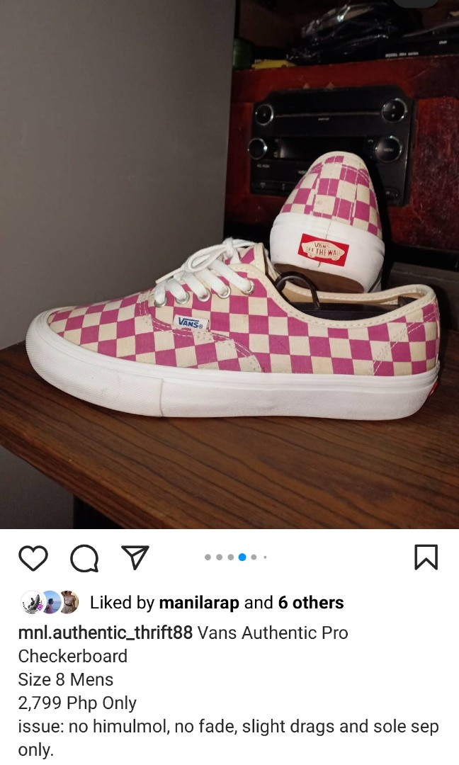 vans authentic pro fuchsia checkered skate shoes